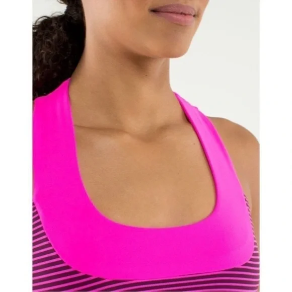 Lululemon Scoop Neck Tank in Hyper Raspberry Stripe Glo - Picture 4 of 8